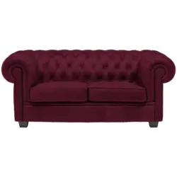 Chesterfield-Sofa in Webstoff Bordeaux