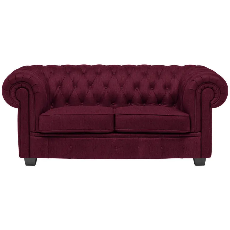 Chesterfield-Sofa in Webstoff Bordeaux