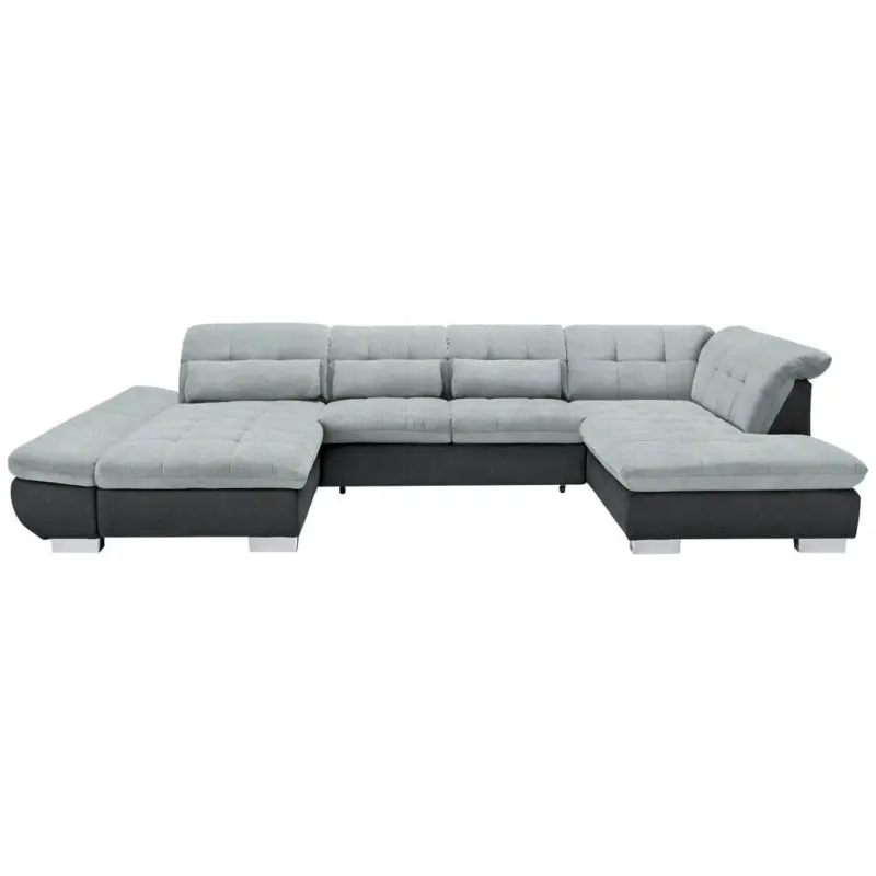 Wohnlandschaft in Mikrofaser Platinfarben