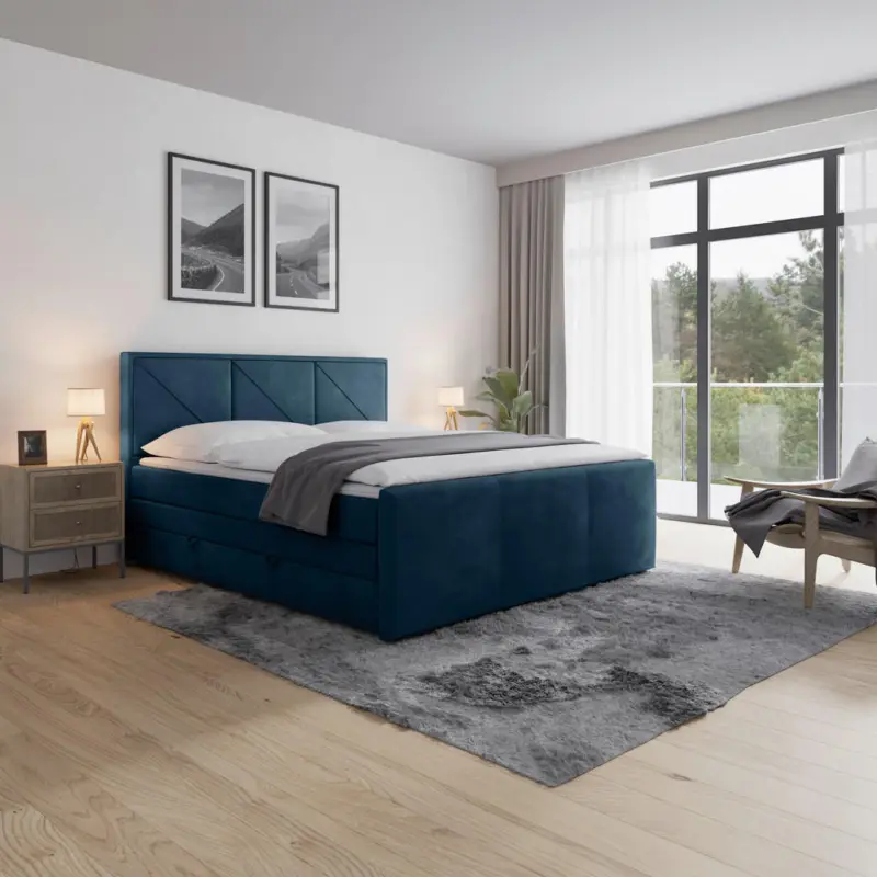 Boxspringbett 180/200 cm in Blau