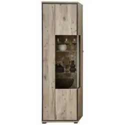 Vitrine in Schwarz, Eichefarben