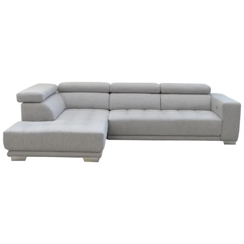 Ecksofa in Chenille Hellgrau 207/301 cm