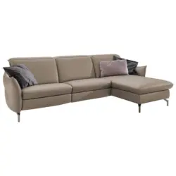 Ecksofa in Lederlook (vegan) Hellgrau 233/179 cm