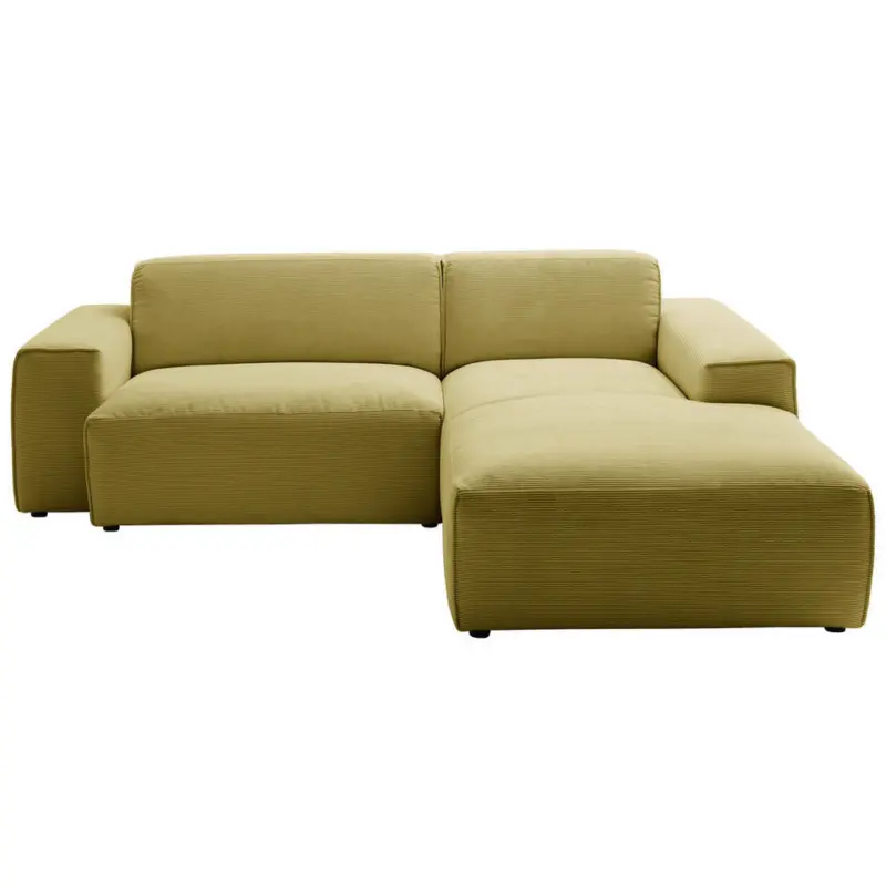 Ecksofa in Cord Gelb, Gr&uuml;n 230/189 cm