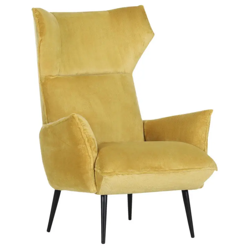 Ohrensessel in Pl&uuml;sch Gelb