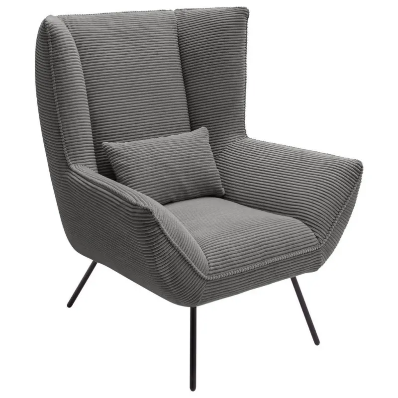 Sessel in Cord Dunkelgrau