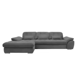 Ecksofa in Chenille Graubraun