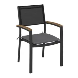 Stapelsessel in Holz, Metall Grau