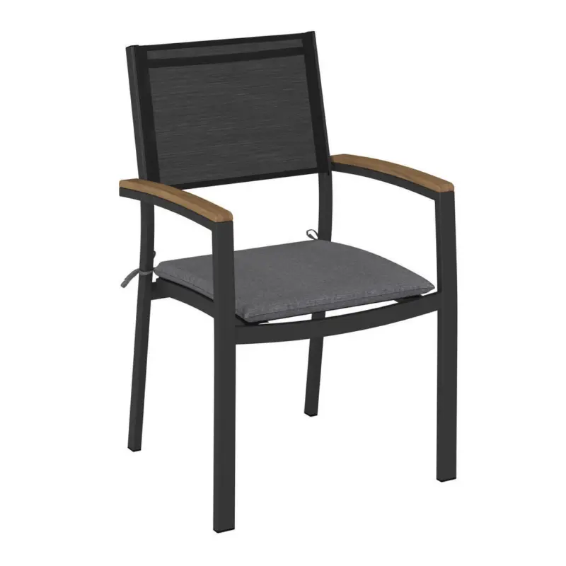 Stapelsessel in Holz, Metall Grau