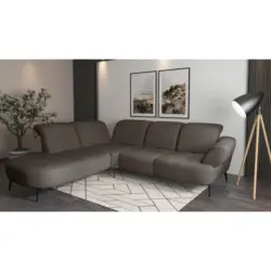 Ecksofa Dance E in Flachgewebe Schlammfarben 270/302 cm