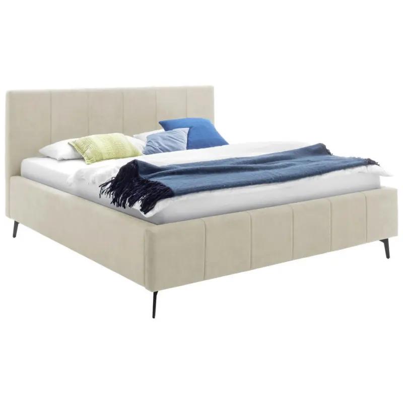 Polsterbett Bettkasten, Lattenroste, Matratzen Beige 160/200 cm