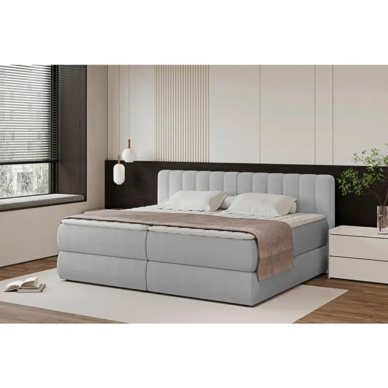 Boxspringbett 220/200 cm in Hellgrau