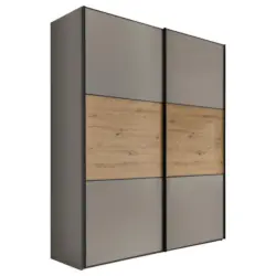 Schwebet&uuml;renschrank in Hellgrau, Eiche Artisan