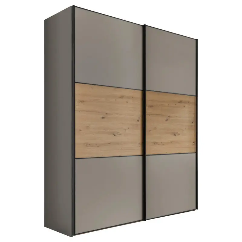 Schwebet&uuml;renschrank in Hellgrau, Eiche Artisan