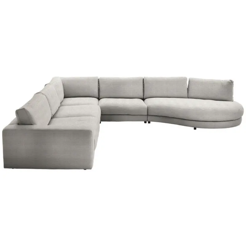 Ecksofa in Chenille, Cord Hellgrau 365/425 cm