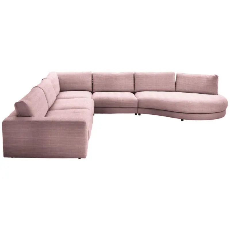 Ecksofa in Chenille, Cord Rosa 365/425 cm