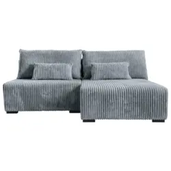 Ecksofa in Cord Grau 210/146 cm