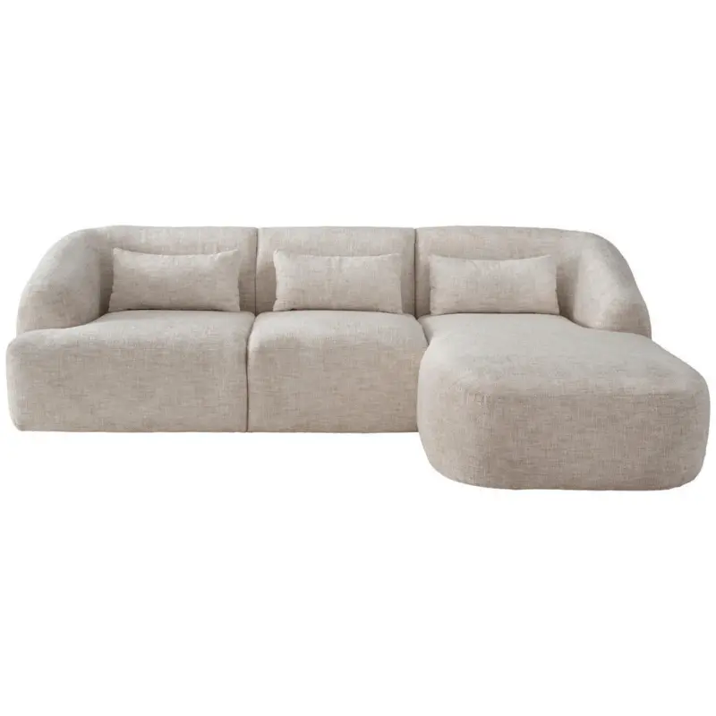 Ecksofa in Struktur Creme 256/160 cm