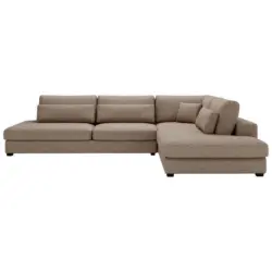 Ecksofa in Pl&uuml;sch, Boucl&eacute; Hellbraun 332/244 cm