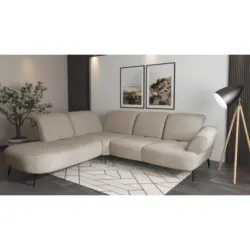 Ecksofa Dance E in Mikrofaser Beige 270/302 cm