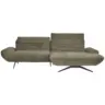 Ecksofa in Chenille Taupe R&uuml;cken echt, Kopfteilverstellung, Sitztiefenverstellung 280/170-195 cm