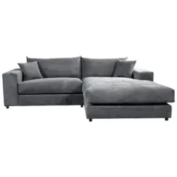 Ecksofa Funny S in Cord, Velours Dunkelgrau 265/180 cm