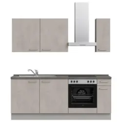 K&uuml;chenleerblock 210 cm in Grau, Schieferfarben, Hellgrau