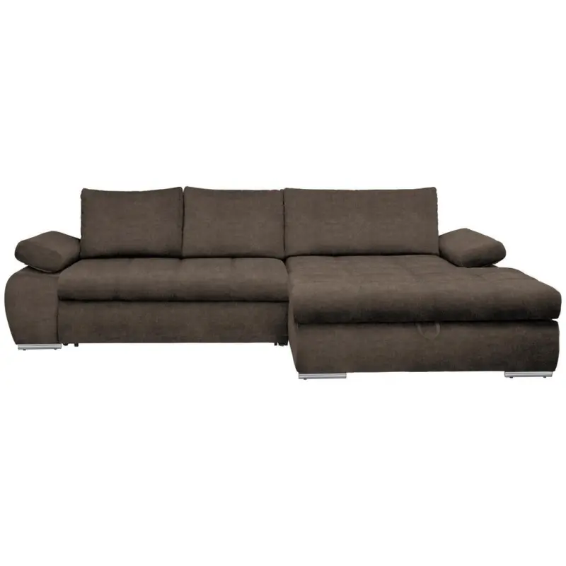 Ecksofa in Flachgewebe Graubraun 294/173 cm