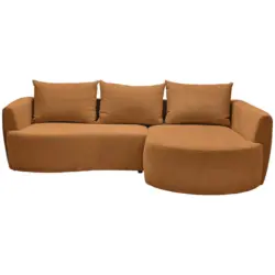 Ecksofa in Chenille Rostfarben