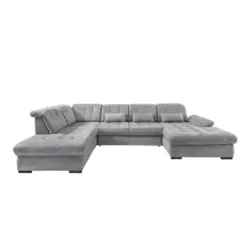 Wohnlandschaft in Chenille Silberfarben