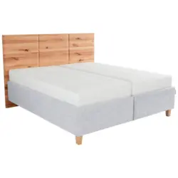 Polsterbett Matratze, Lattenrost, Bettkasten Silberfarben, Buchefarben 160/200 cm