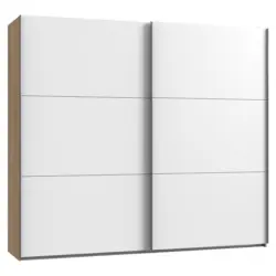 Schwebet&uuml;renschrank in Wei&szlig;, Plankeneiche