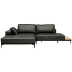 Ecksofa in Echtleder Anthrazit 201/304 cm