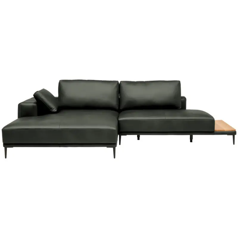 Ecksofa in Echtleder Anthrazit 201/304 cm