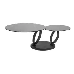 Couchtisch in Metall, Glas, Keramik 80-133,5/80/43 cm