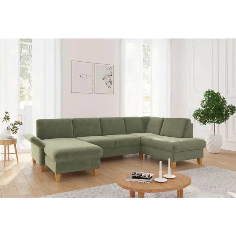 Wohnlandschaft Rochelle E in Flachgewebe Hellgr&uuml;n