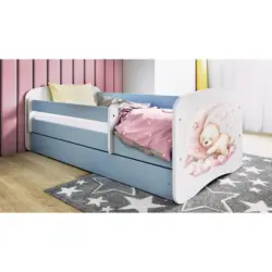 Kinder-/Juniorbett 80/160 cm in Blau, Wei&szlig;