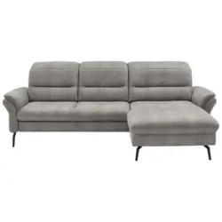 Ecksofa in Flachgewebe Graubraun 260/181 cm