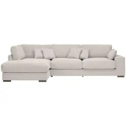 Ecksofa in Cord Hellgrau 205/340 cm