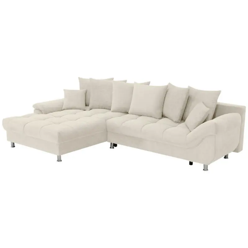 Ecksofa Erice in Flachgewebe, Mikrofaser Creme 198/312 cm