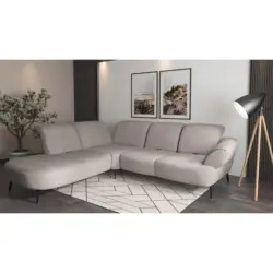 Ecksofa Dance E in Chenille Silberfarben 270/302 cm