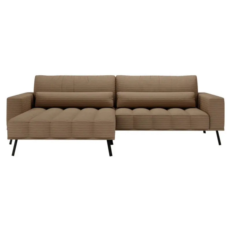 Ecksofa in Cord Braun 204/291 cm