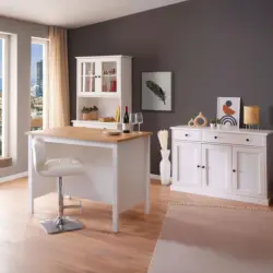 K&uuml;cheninsel 124/91,5/75 cm in Wei&szlig;, Eiche Artisan