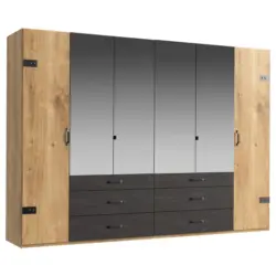 Dreht&uuml;renschrank in Graphitfarben, Eichefarben