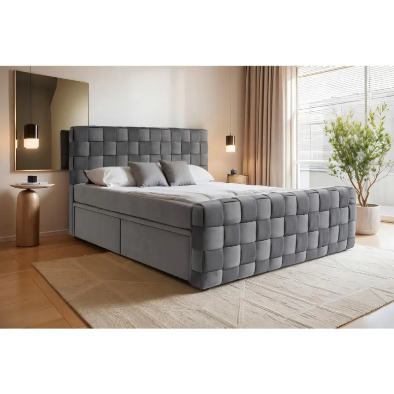 Boxbett 180/200 cm in Graphitfarben