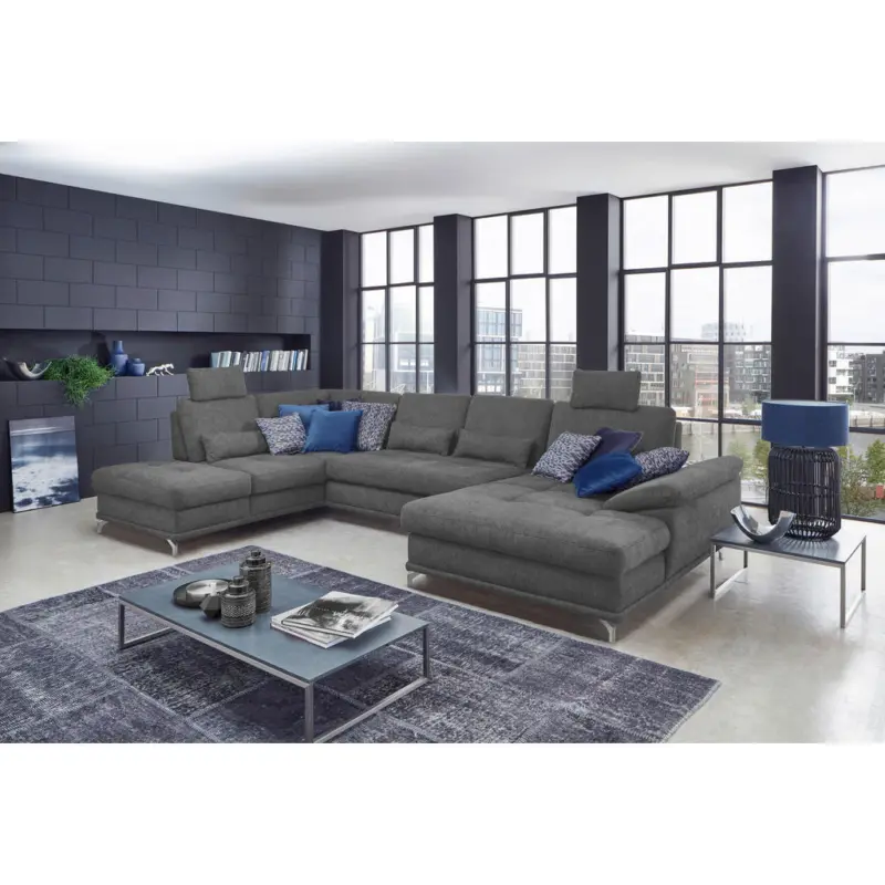 Wohnlandschaft in Flachgewebe Grau