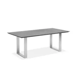 Gartentisch Kunststoff Grau, Edelstahlfarben rechteckig