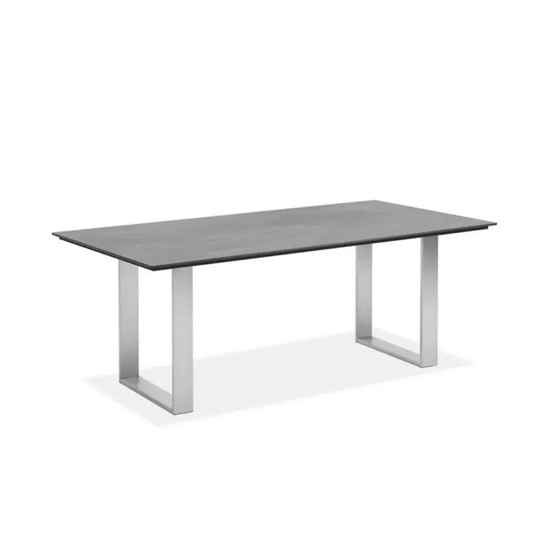 Gartentisch Kunststoff Grau, Edelstahlfarben rechteckig