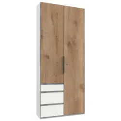 Dreht&uuml;renschrank in Wei&szlig;, Plankeneiche