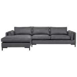 Ecksofa in Lederlook Grau 160/295 cm